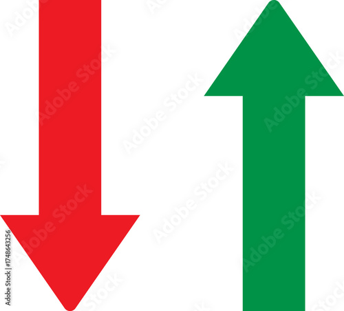 Red down arrow and green up arrow against white background