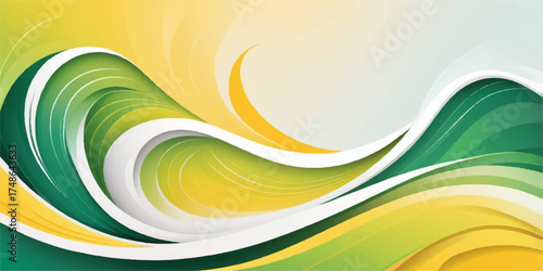 Colorful abstract wave design vector illustration with bright orange and yellow light curve motion for business template background