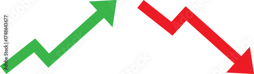 Green upward and red downward trend arrows