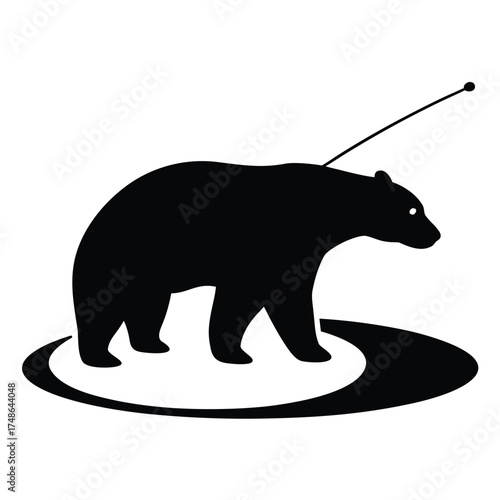 Wallpaper Mural Black bear with antenna on circular base silhouette Torontodigital.ca