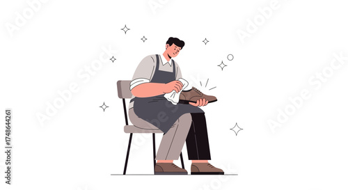 Shoemaker Polishing a Shoe, Demonstrating Craftsmanship and a Passion for Leather Goods