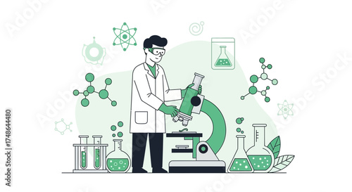 Scientific Research And Discovery: A Scientist Utilizing A Microscope For Analysis
