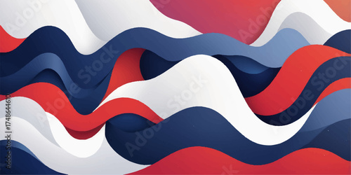 Waving American flag banner symbol of the nation with red, white, and blue patriotic illustration on a vector background