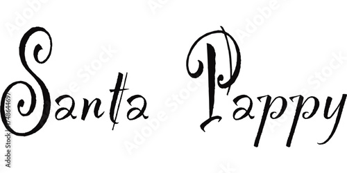 Santa pappy typography, cozy winter text design, lettering isolated on transparent background