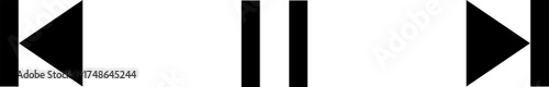 Simple black media playback icons previous pause and next