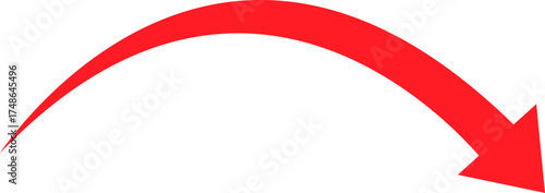 Red arrow pointing downward in a curve