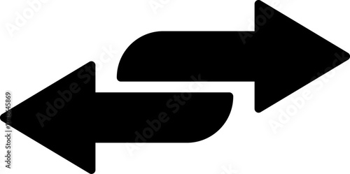 Two black arrows pointing in opposite directions