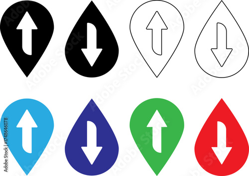 Collection of location pointers with up and down arrows