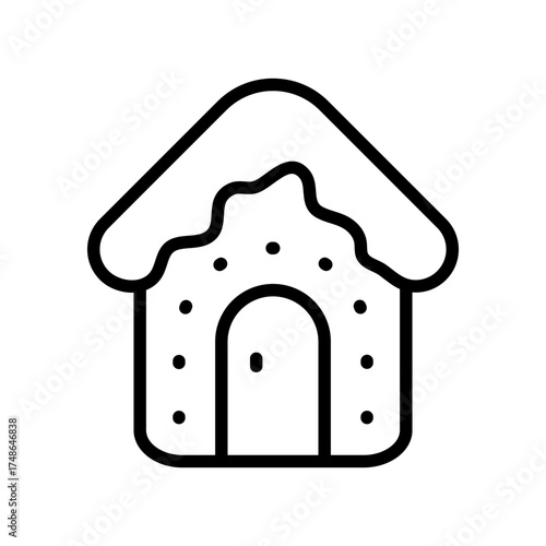 Gingerbread house line icon. Traditional Christmas cookies. Vector outline icon isolated on white background.