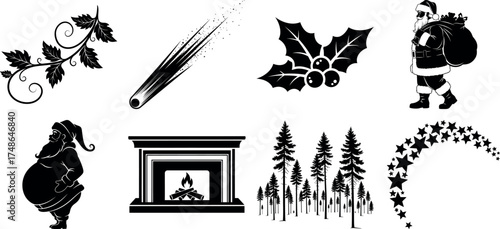Vector art of collection of christmas and winter holiday graphic elements