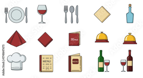 Restaurant Icons A Collection of Culinary and Hospitality Elements
