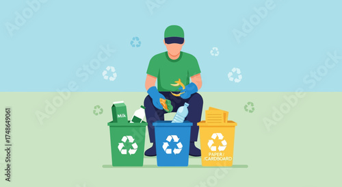 Sorting Trash For A Better Environment And Sustainable Lifestyle Illustrated Effort