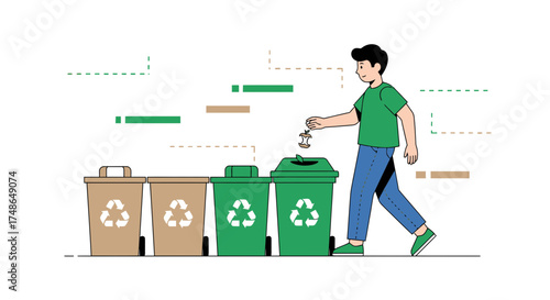 Sorting Waste: A Person Disposing Of Trash into Recyclable Containers