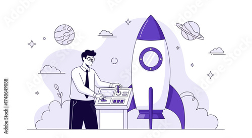 Space Exploration And Technological Innovation, Futuristic Rocket Launch Design