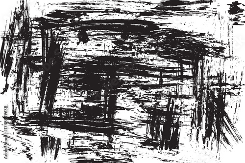 Heavy Black Paint Roller and Abstract Grunge Stroke Texture

