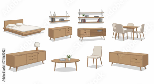 Modern Bedroom and Dining Room Furniture Collection with Contemporary Style