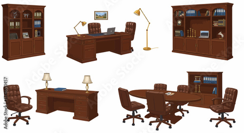 A collection of stylish office furniture and accessories for a modern workspace