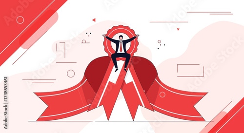 Successful Business Leader Celebrates Triumph Over Obstacles and Reaches Achievement