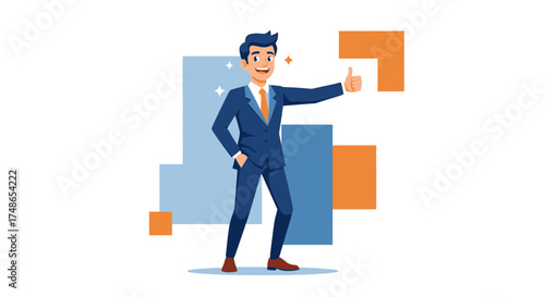 Successful Businessman Thumbs Up vector illustration suitable for business and success themes