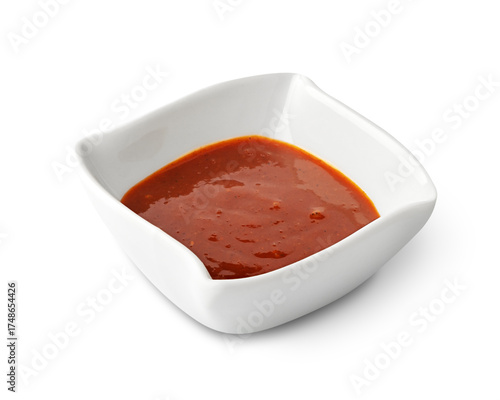 Sriracha (kimchi) sauce in bowl isolated on white background