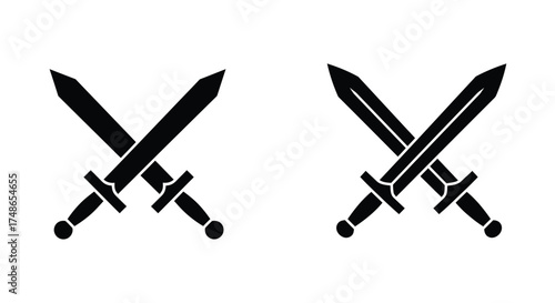 Two pairs of crossed swords in a simple black and white illustration