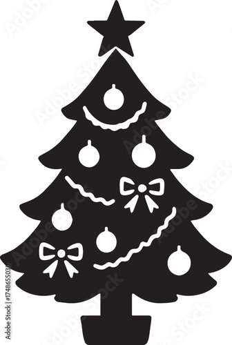 Vector Silhouette of Christmas Tree 