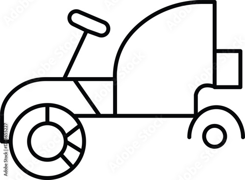 Simple Line Art Illustration of a Lawn Tractor, Garden Tractor Icon, Agricultural Equipment Vector Graphic