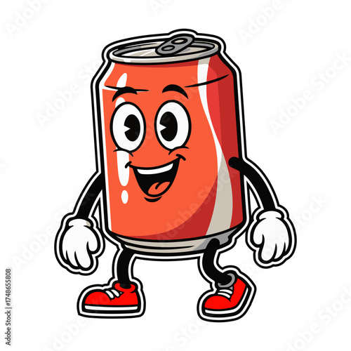 Cheerful Soda Can Character Illustration