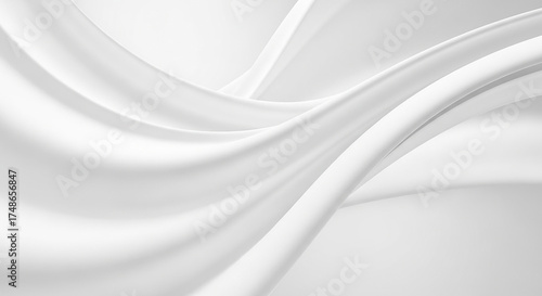 Elegant white silk fabric with flowing curves and soft folds, creating a luxurious and smooth texture