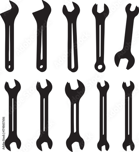 Hand Drawn Wrench Set Seamless Pattern