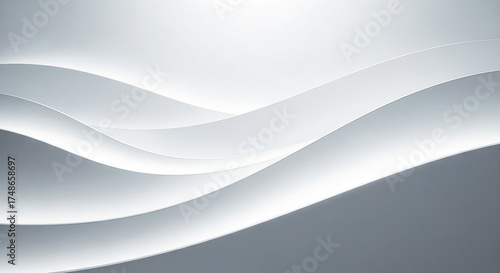 Abstract white wavy layers with soft light and shadow, elegant and minimalist background design