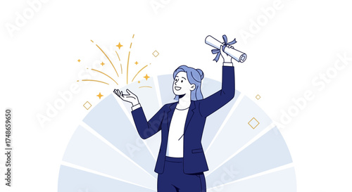 Successful Graduate Celebrating With Diploma In Hand And Joyful Expressions