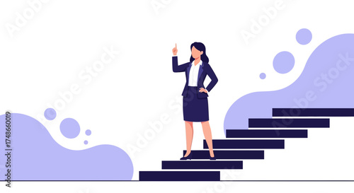 Successful Businesswoman Pointing Towards Future Ambitions And Professional Goals