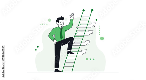 Successful Professional Ascending Career Ladder Aiming High With Growth in Mind