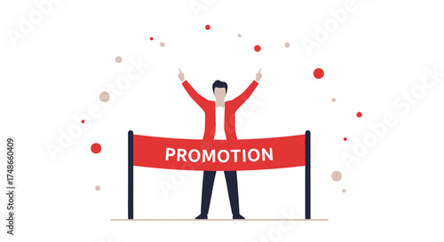 Successful Career Advancement Celebration Depicting Promotion and Achievement Icon Illustration