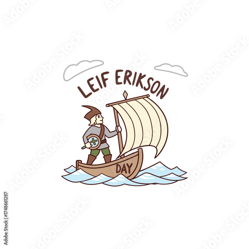 Leif Erikson Viking Illustration – Norse Exploration Vector Art