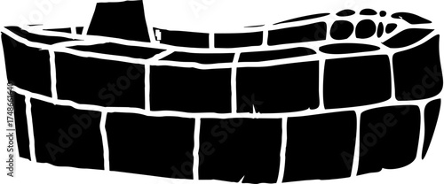 Black and white vector illustration of a milk bottle icon for print design