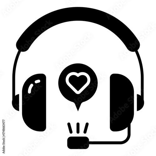 A solid design icon of helpline  