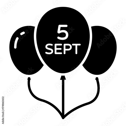 Balloons icon showing concept of 5 September decoration