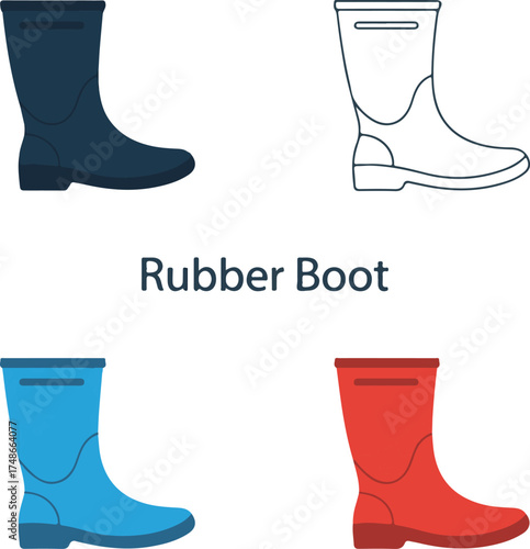 Red rubber rain boots vector illustration a perfect footwear set for winter fashion or a child's autumn wear