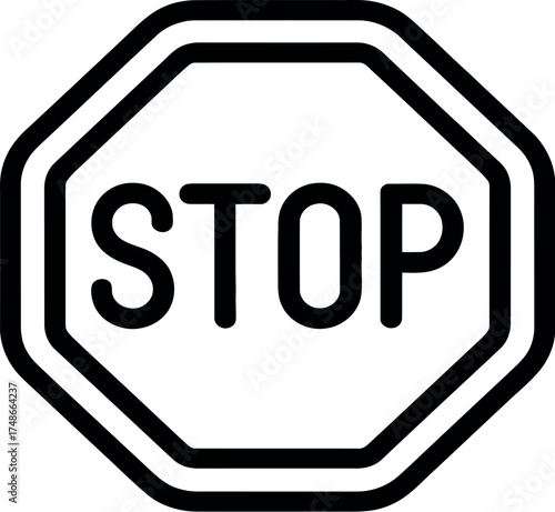 Vector art of stop sign, a traffic symbol for halting vehicles and pedestrians