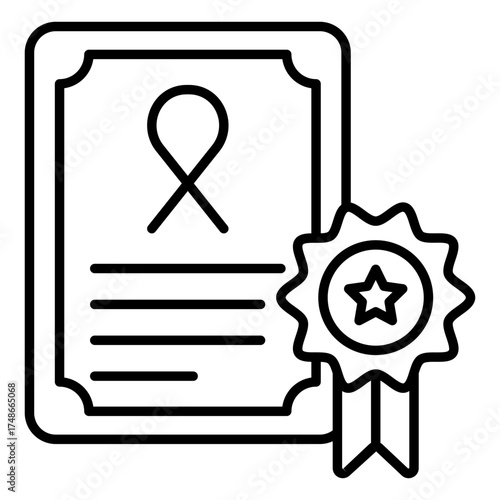 Editable design icon of cancer certificate