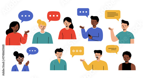 Diverse group engaging in online conversation, sharing ideas and connecting virtually, perfect for collaborative projects and global communication initiatives