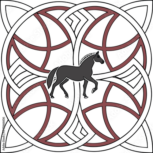 Seamless pattern with a horse vector illustration for decoration traditional Irish symbol for print and web vintage border designs