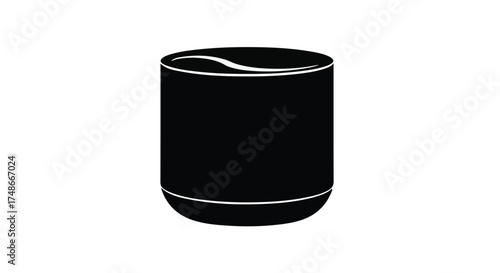Sleek black cylindrical object with metallic accents, isolated on white background.