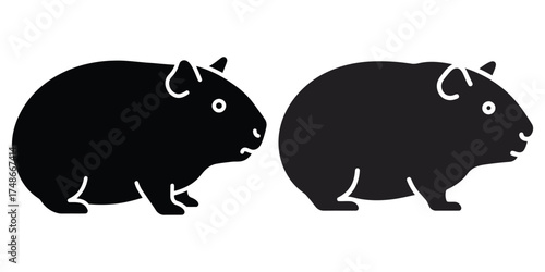 guinea pig silhouette pets vector icon set