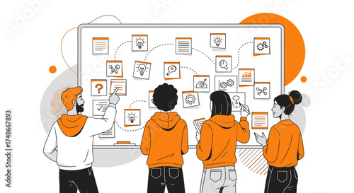 Team Collaboration And Mind Mapping Ideas, New Business Strategies, Brainstorming Session