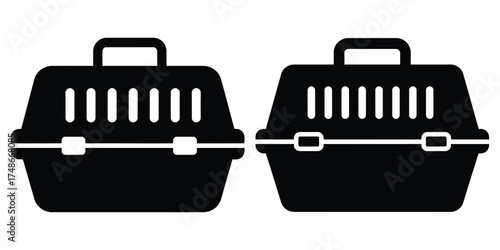 pet carrier silhouette pets vector icon set