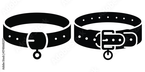 pet collar silhouette pets vector icon set
