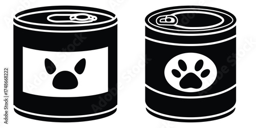 pet food can silhouette pets vector icon set